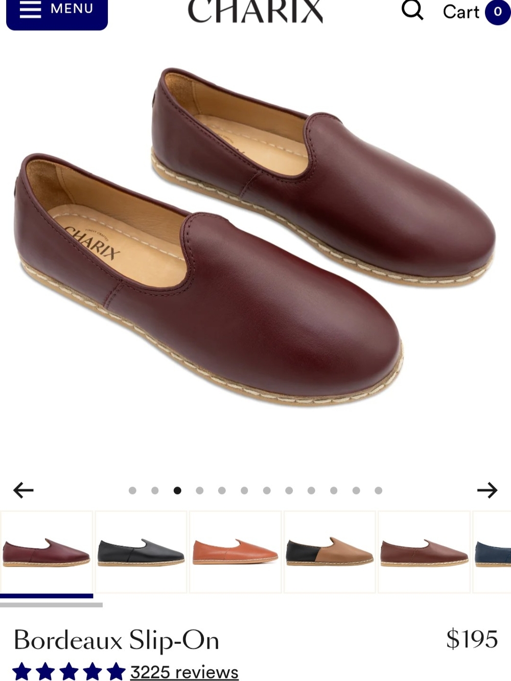 Charix Leather Artisan Loafer Slip On Flats Shoes 40.5 9.5 Bordeaux Comfort READ
